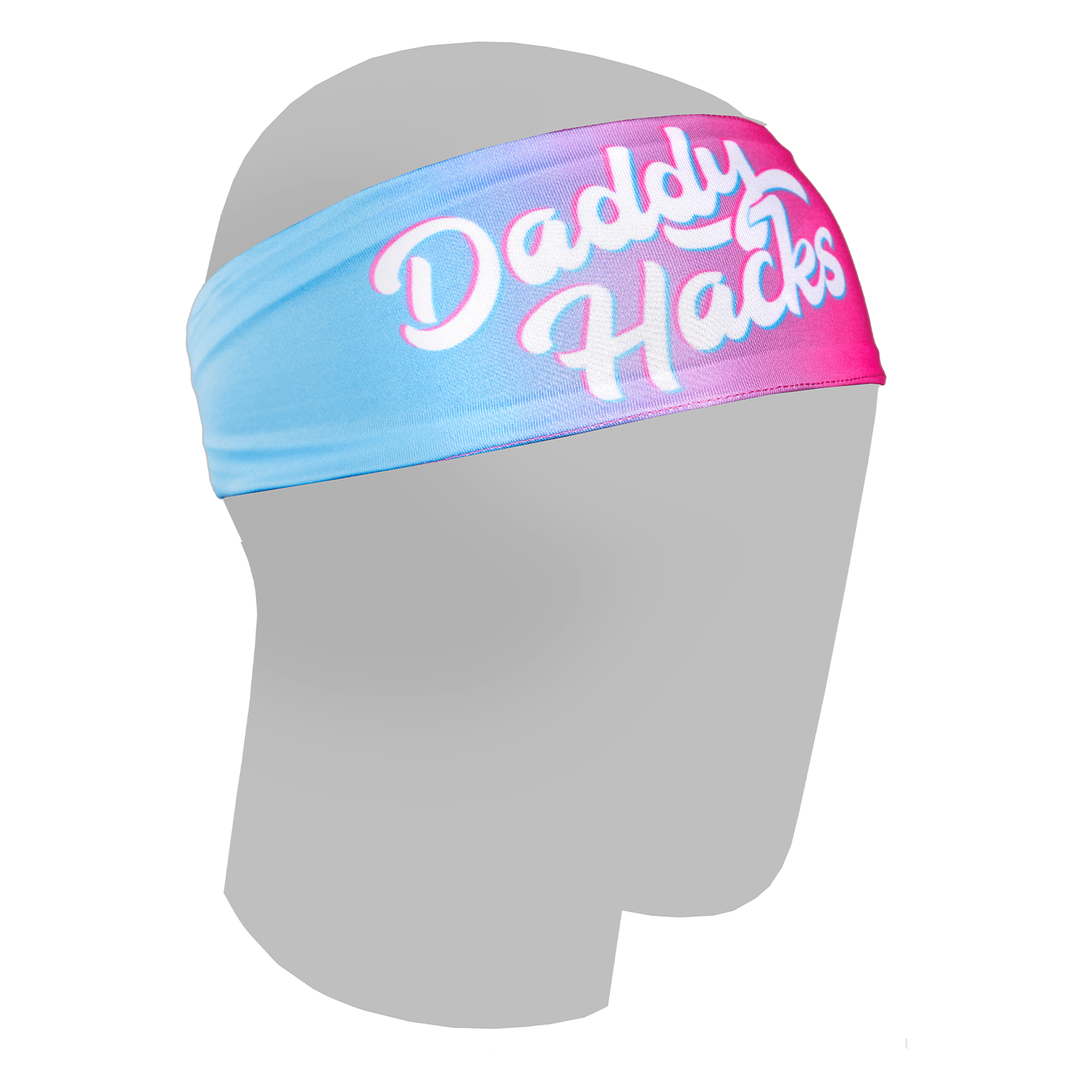 Collection of Headband with 'Daddy Hacks' text on a mannequin head against a white background in a gallery layout