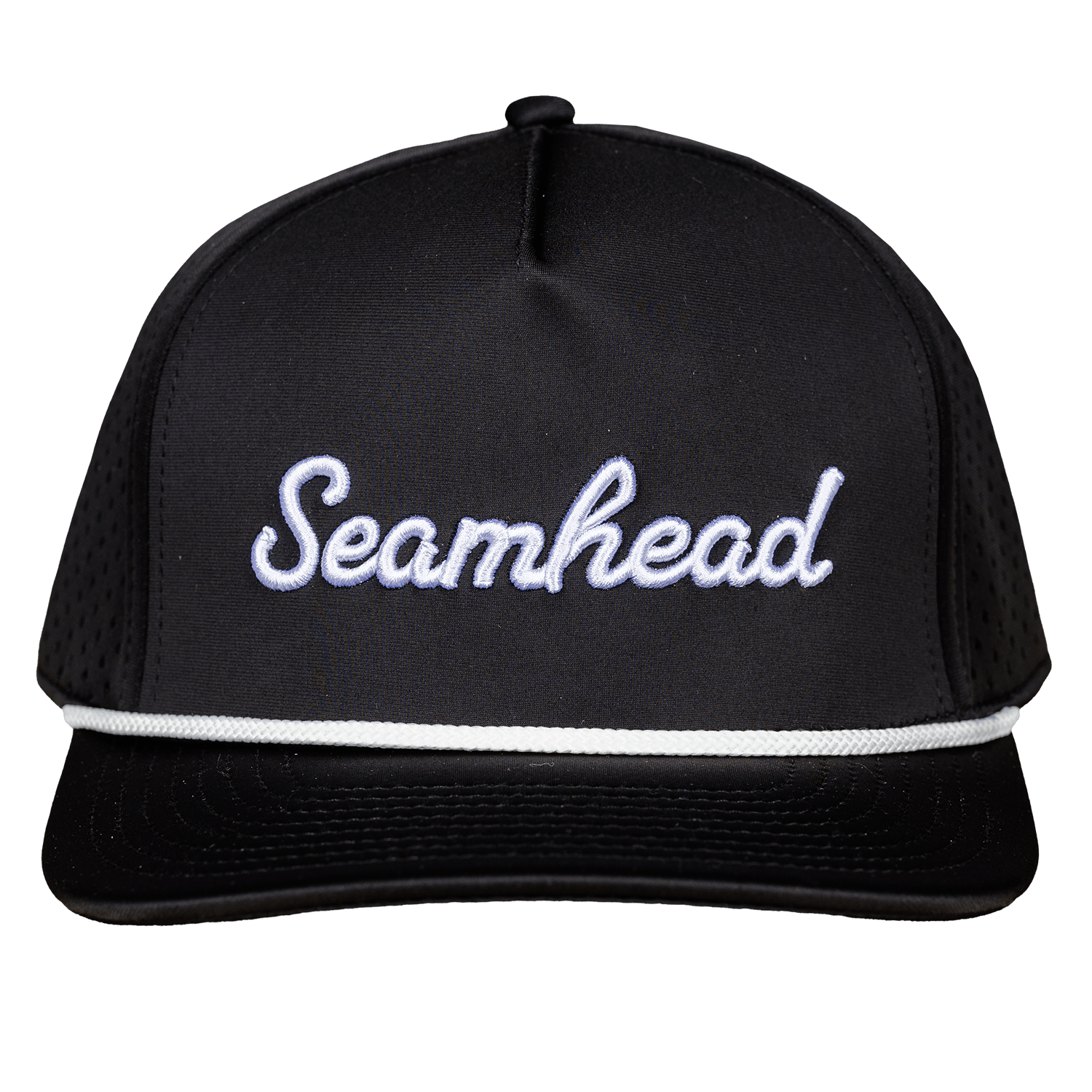 Collection of Black cap with 'Seamhead' embroidered on a white background in a gallery layout