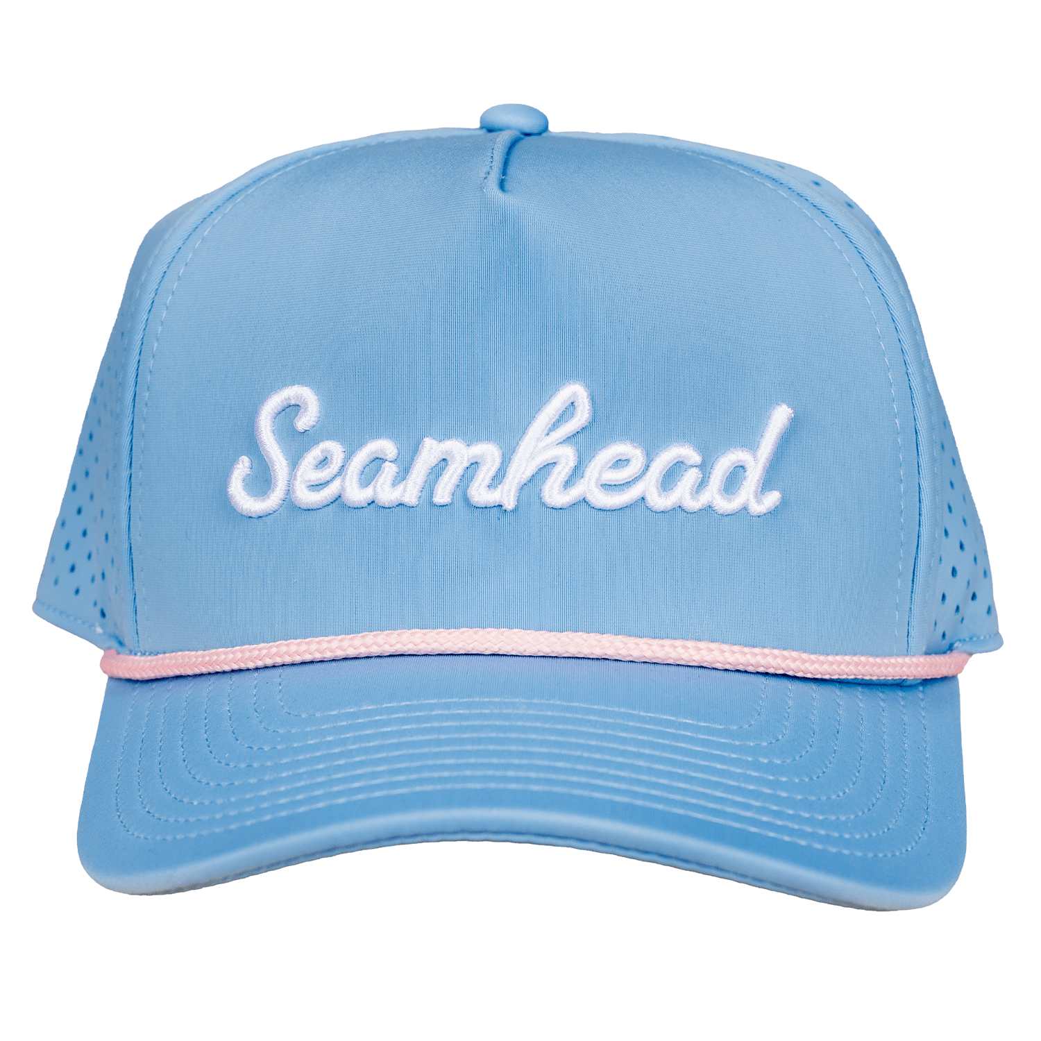 Collection of Light blue cap with 'Seamhead' text on a white background in a gallery layout