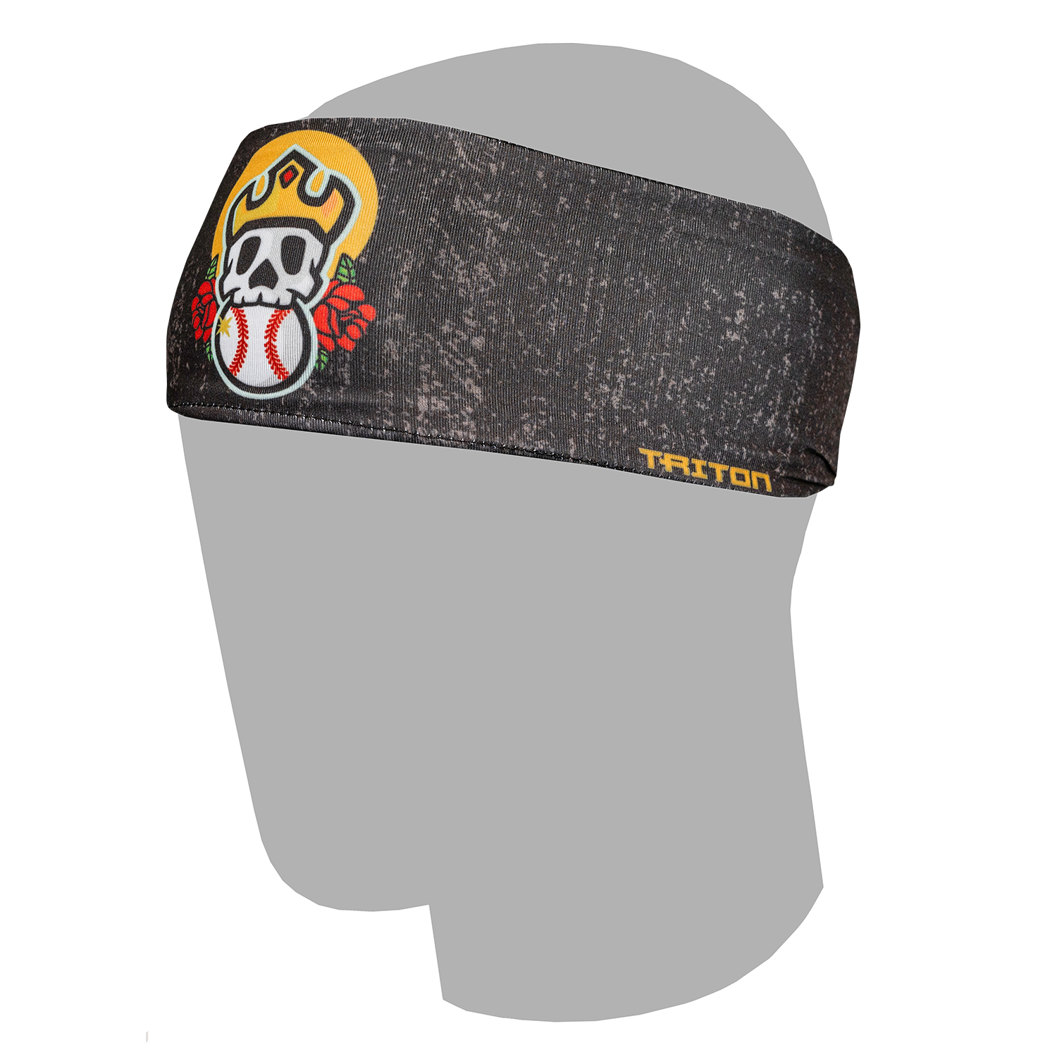 Collection of Headband with skull and baseball design on a gray mannequin head in a gallery layout