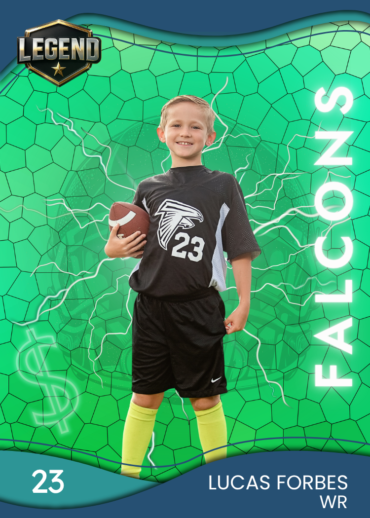 Custom Football Metal Sports Card – Legend Edition (Green Hex Design)