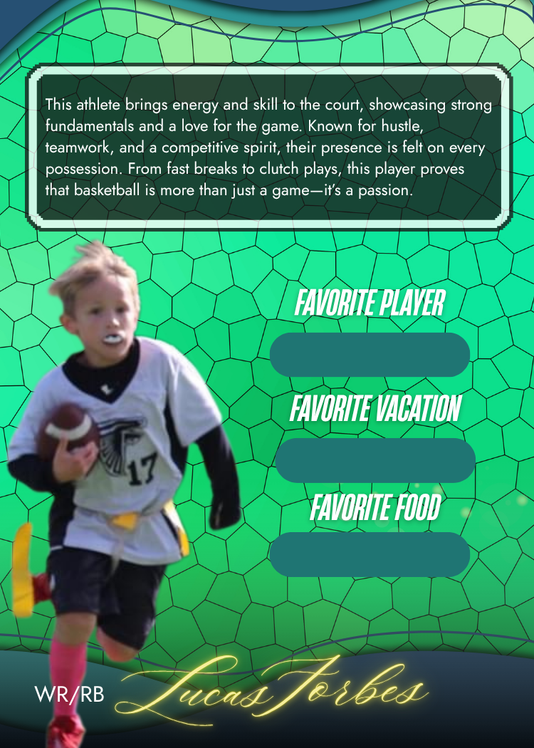 Custom Football Metal Sports Card – Legend Edition (Green Hex Design)