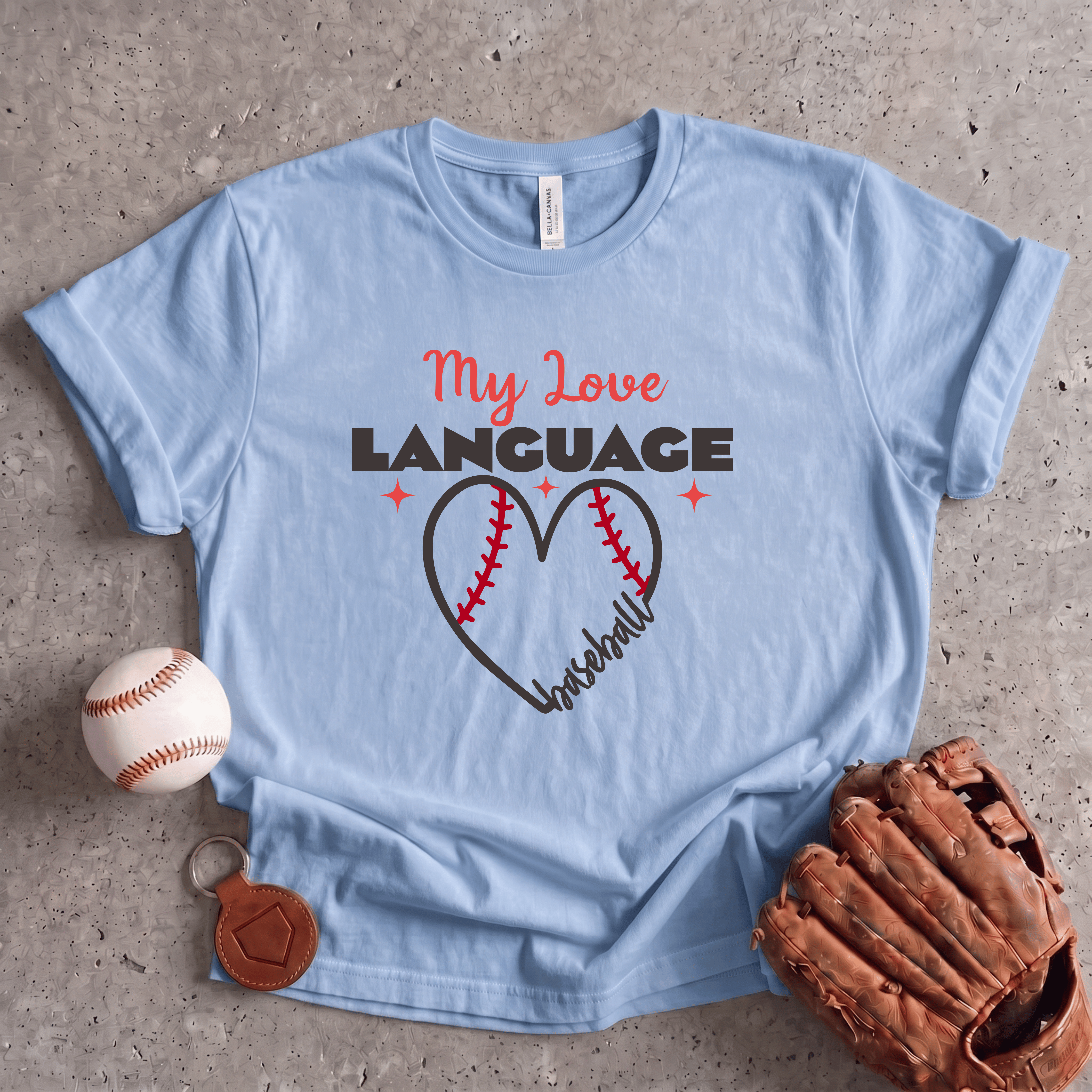 Collection of Baseball Heart Script T-Shirt in a gallery layout