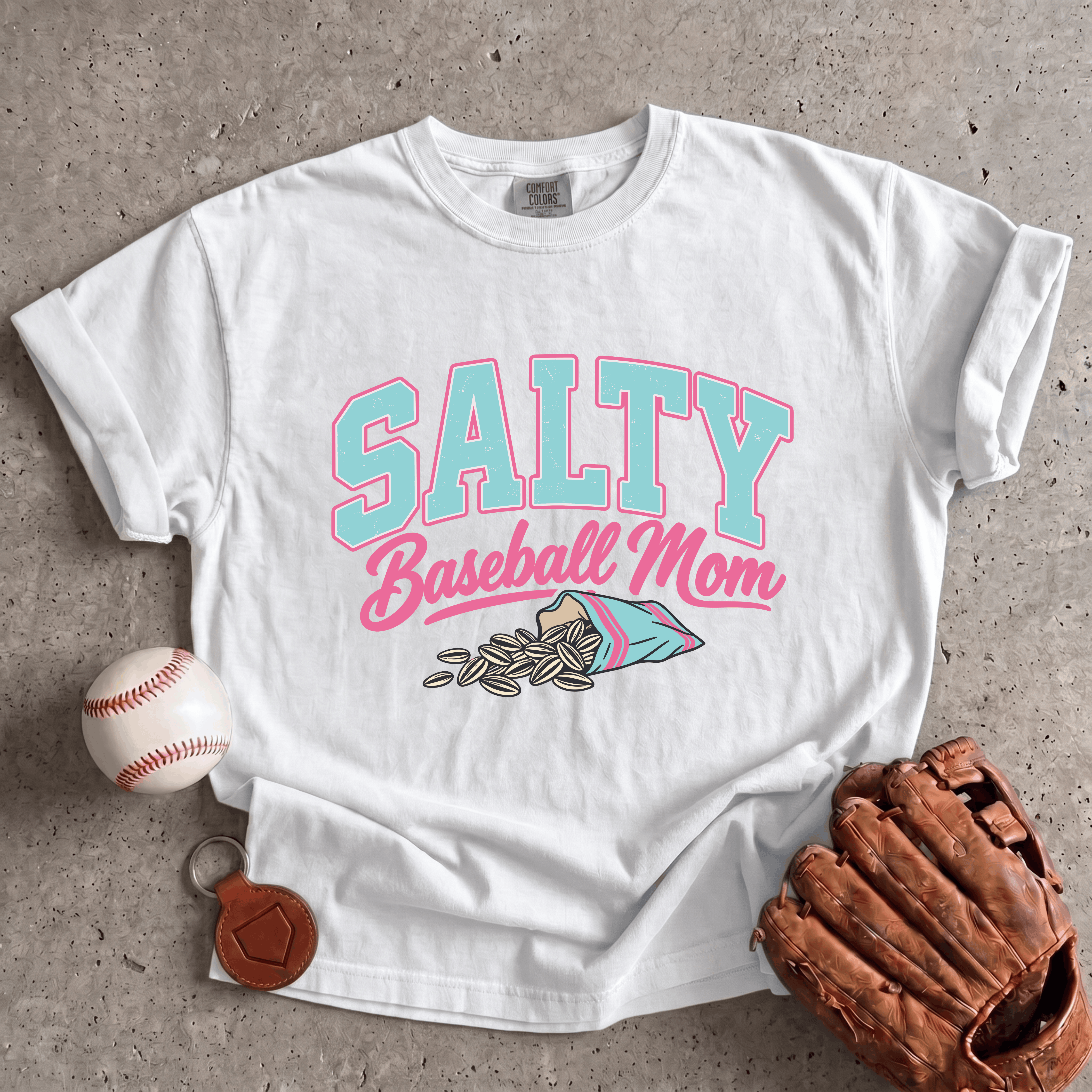 Collection of Salty Baseball Mom T-Shirt in a gallery layout