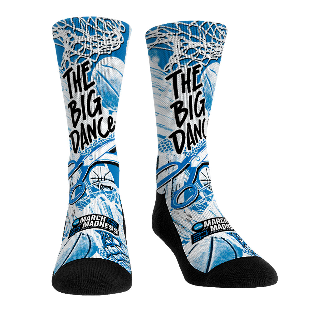 Collection of NCAA March Madness themed socks in a gallery layout