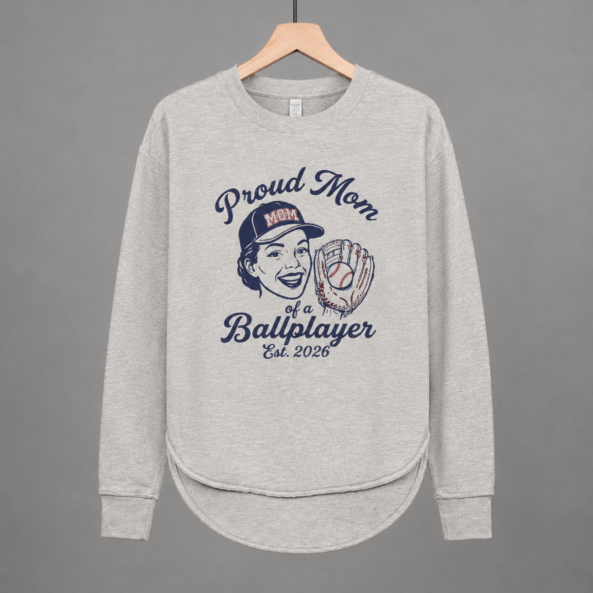 Proud Baseball Mom Crewneck Sweatshirt — Mom of a Ballplayer