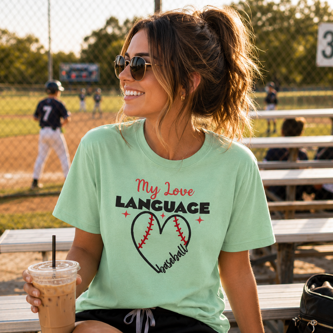 Collection of Baseball Mom Shirt — Baseball Heart Script Graphic Tee in a gallery layout