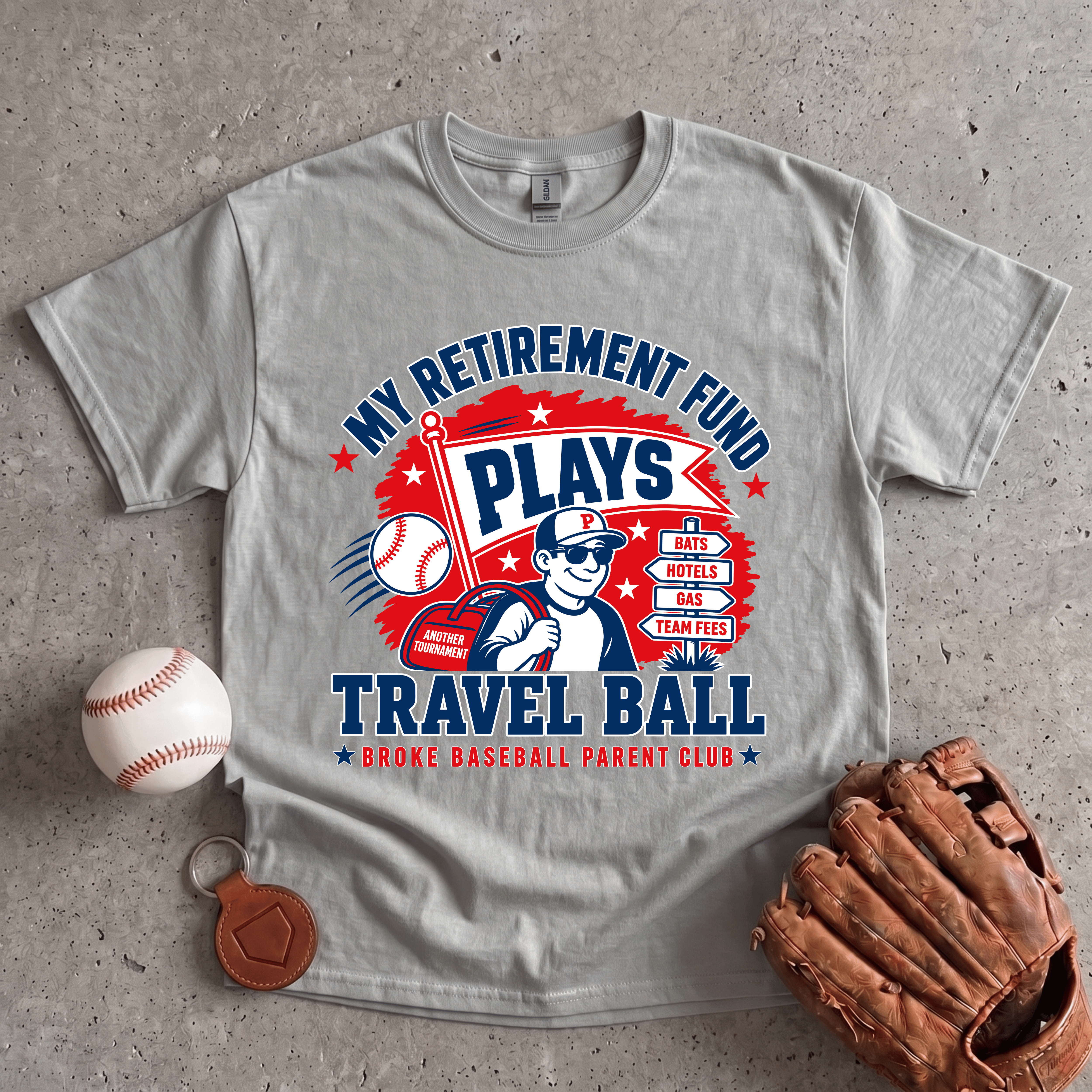 Collection of Retirement Fund Travel Ball T-Shirt in a gallery layout
