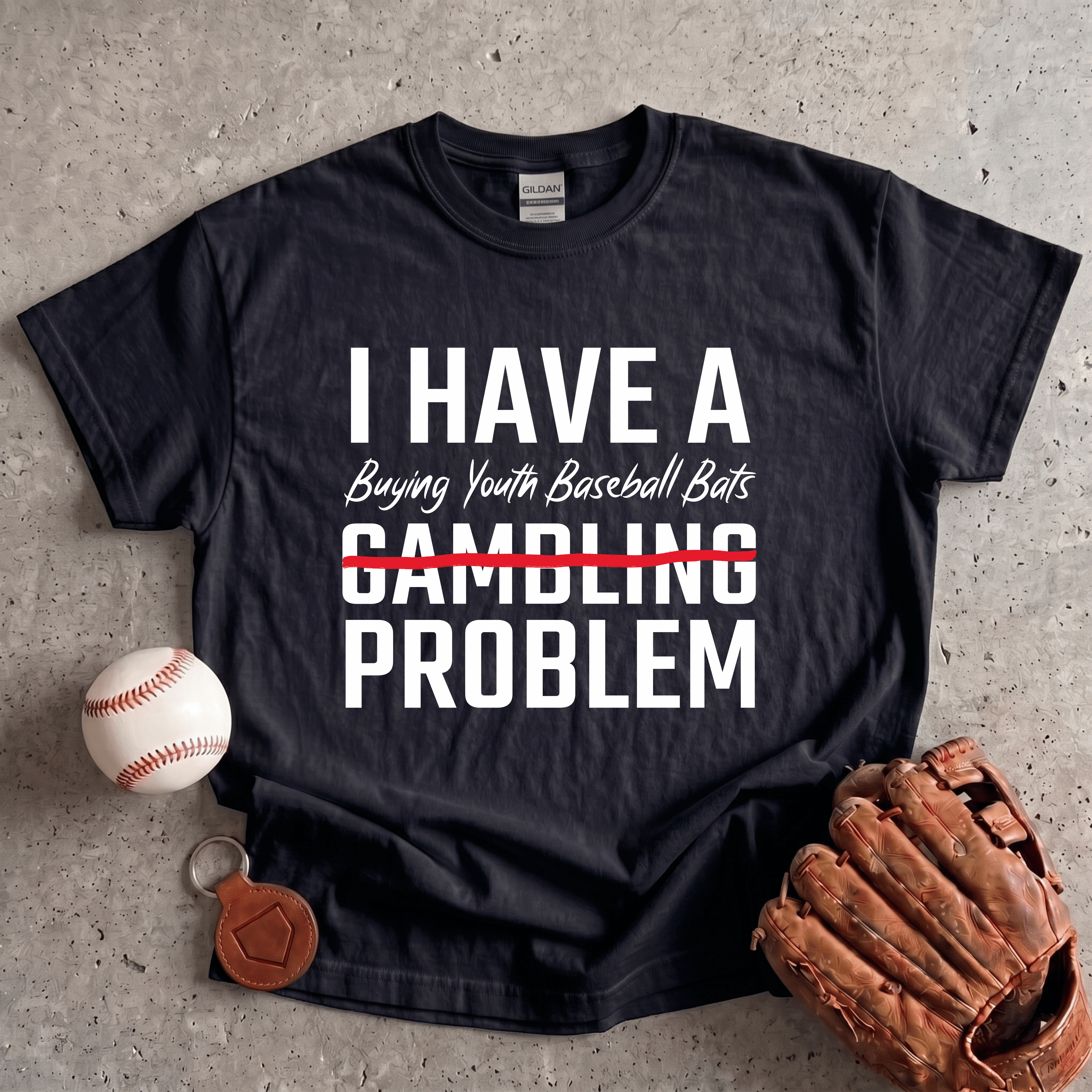 Collection of Youth Baseball Bats Problem T-Shirt in a gallery layout