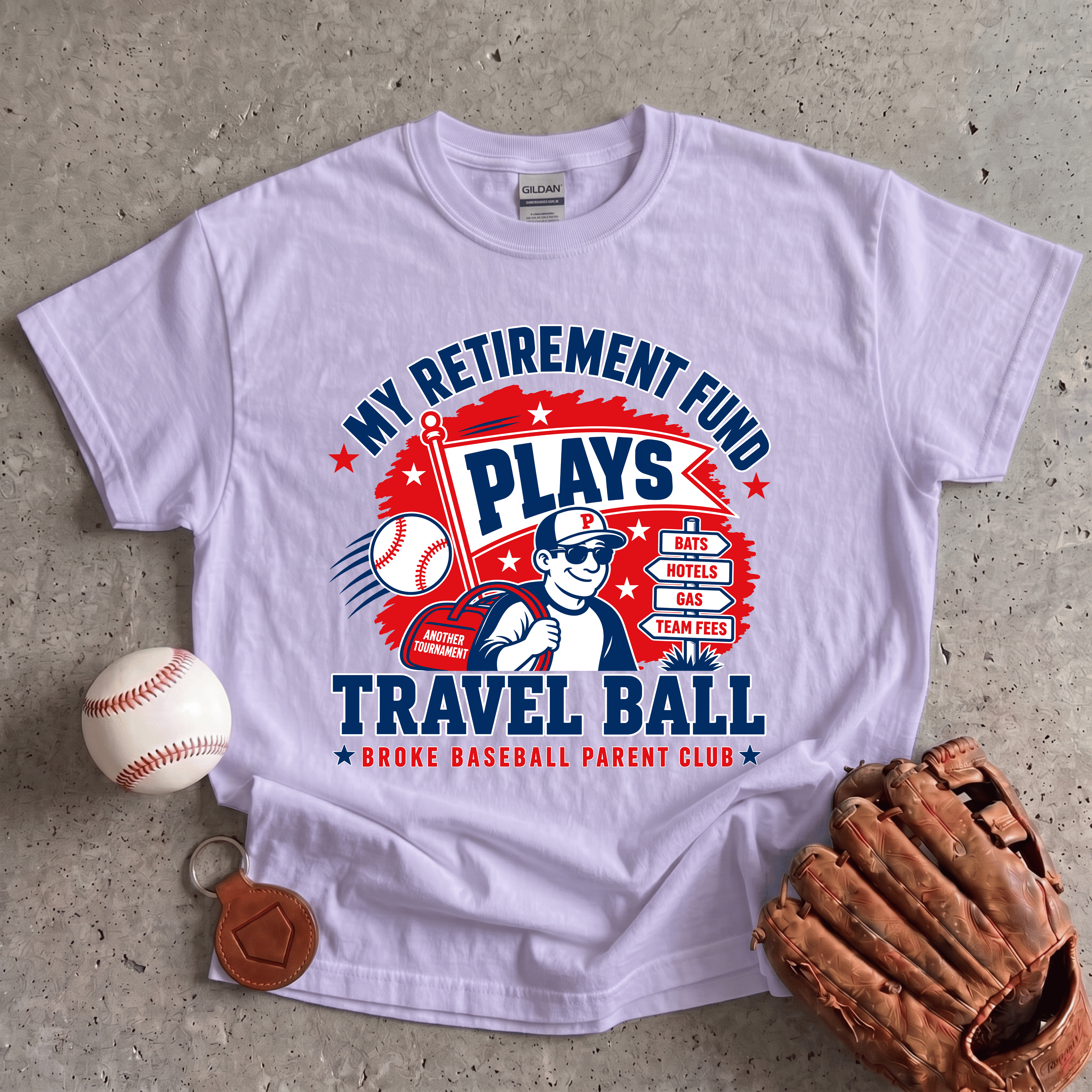 Collection of Retirement Fund Travel Ball T-Shirt in a gallery layout