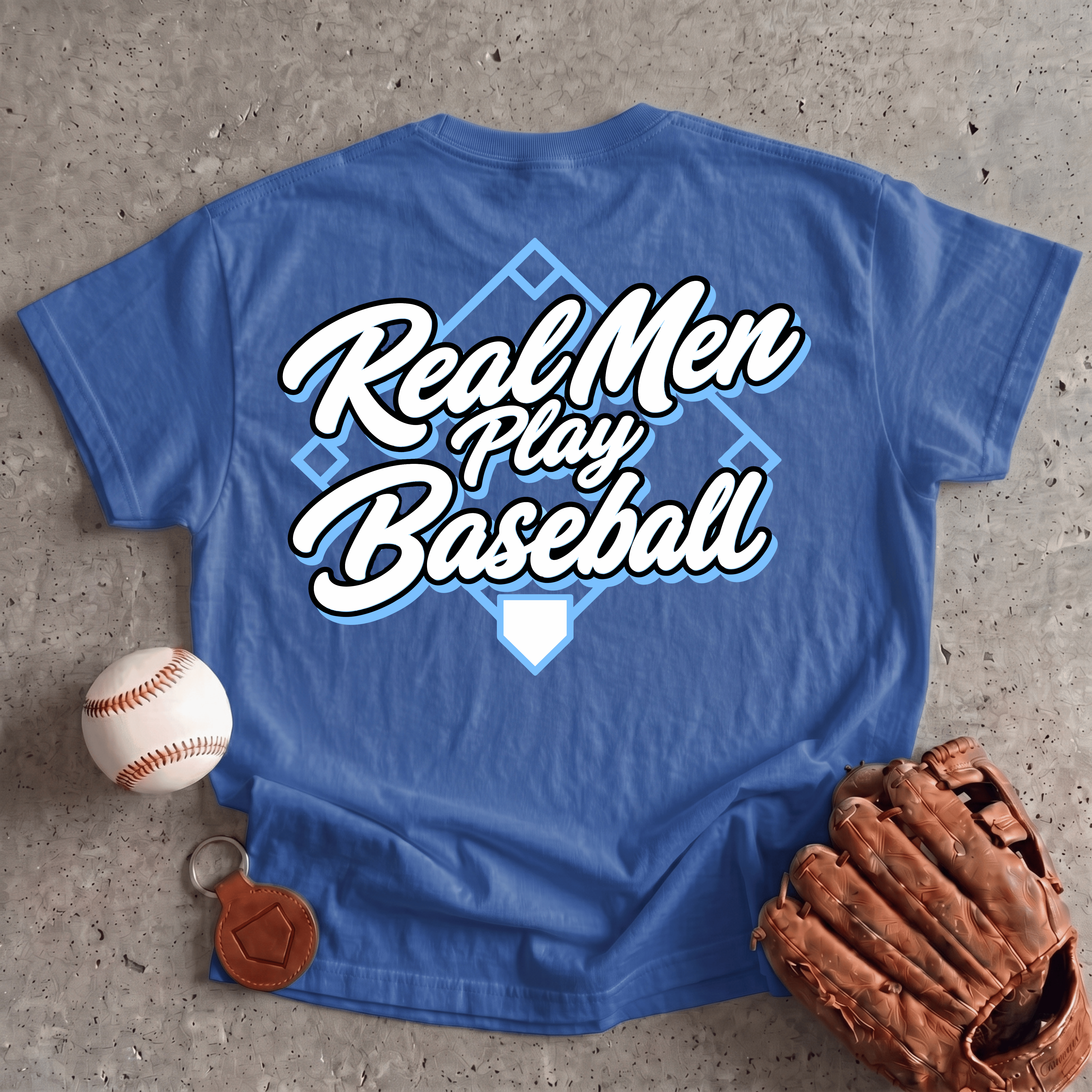 Collection of Real Men Play Baseball T-Shirt in a gallery layout