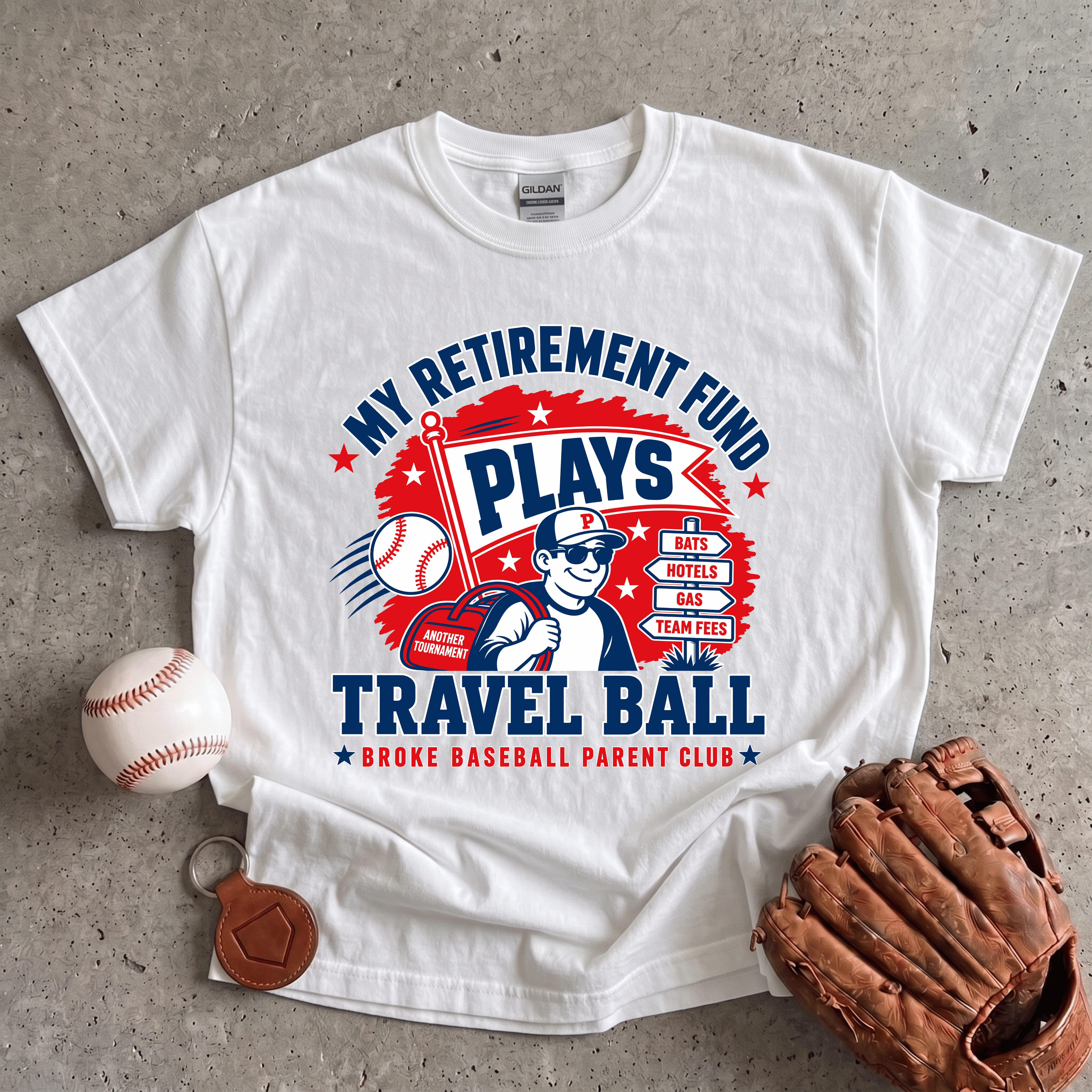 Collection of Retirement Fund Travel Ball T-Shirt in a gallery layout