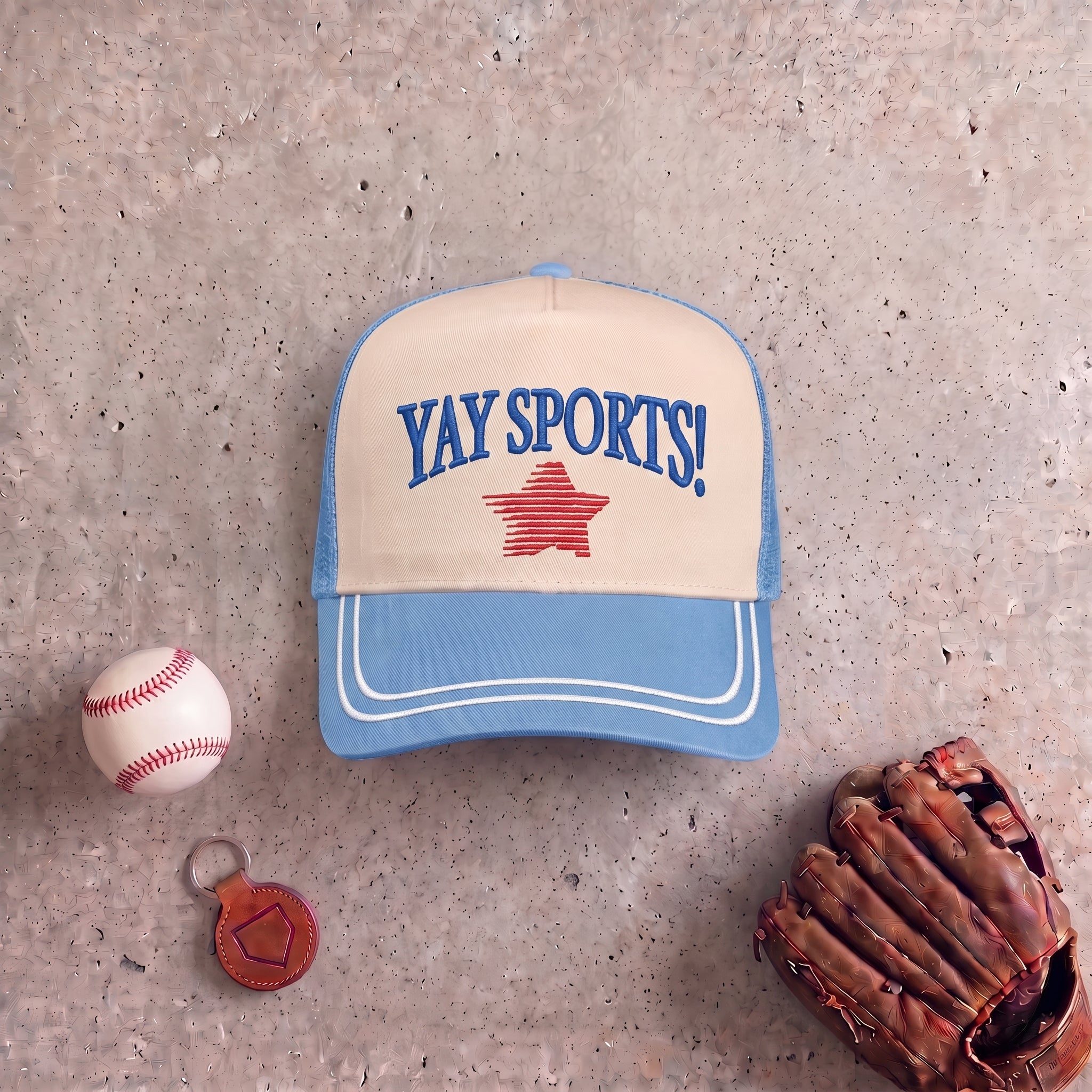 Collection of Yay Sports Trucker Hat | Funny Denim Vintage Sports Hat in a gallery layout