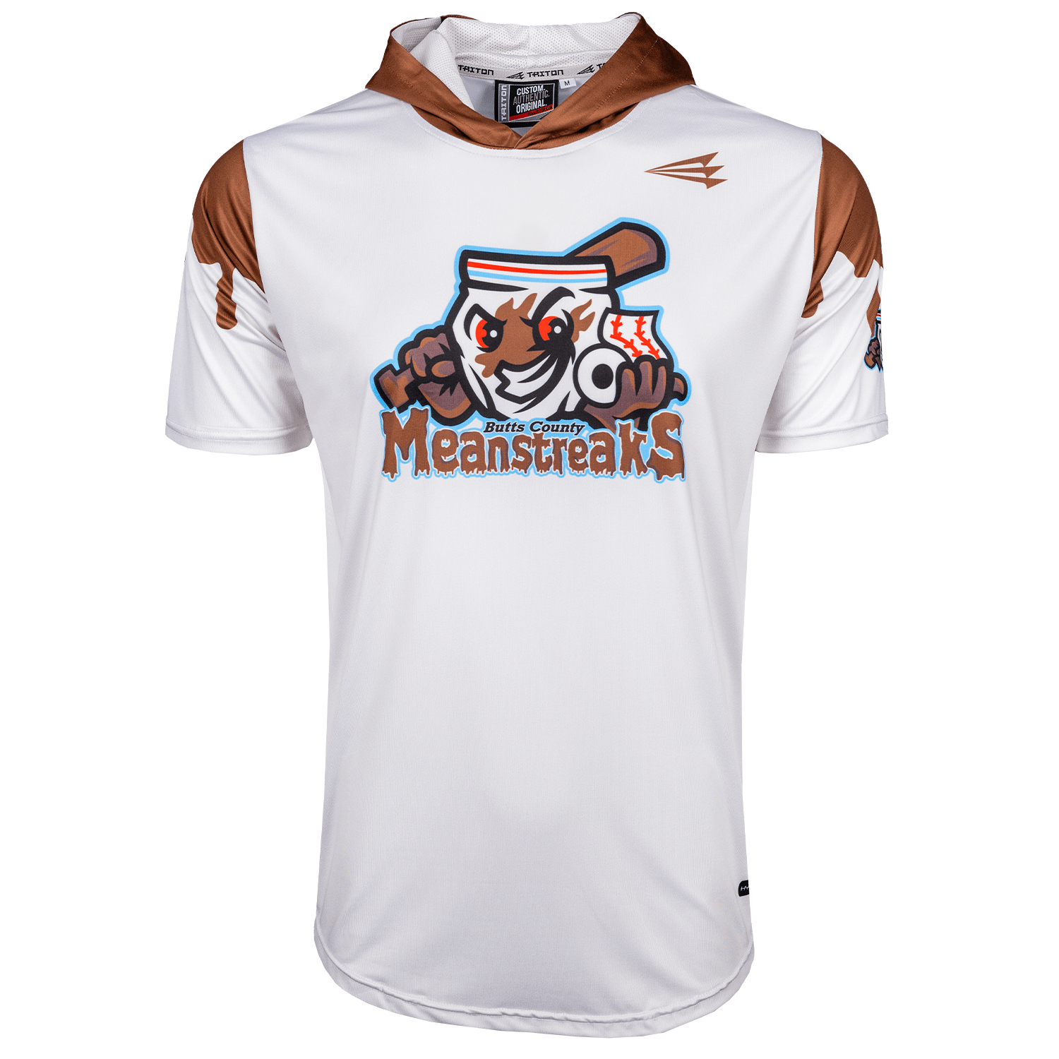 White and brown sports meanstreaks baseball short sleeve hoodie