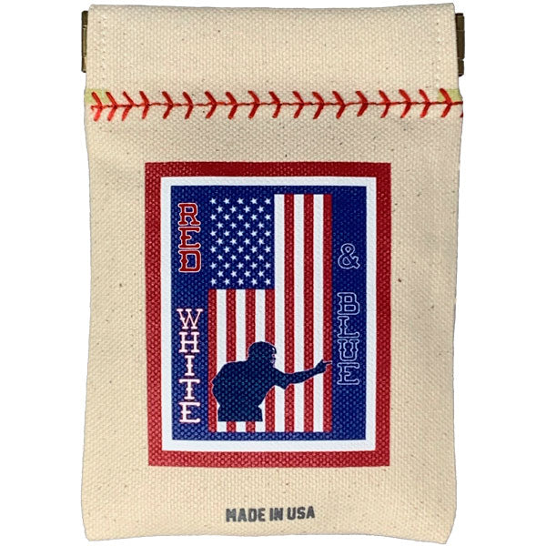 Collection of Canvas pouch with American flag design and text on a white background in a gallery layout