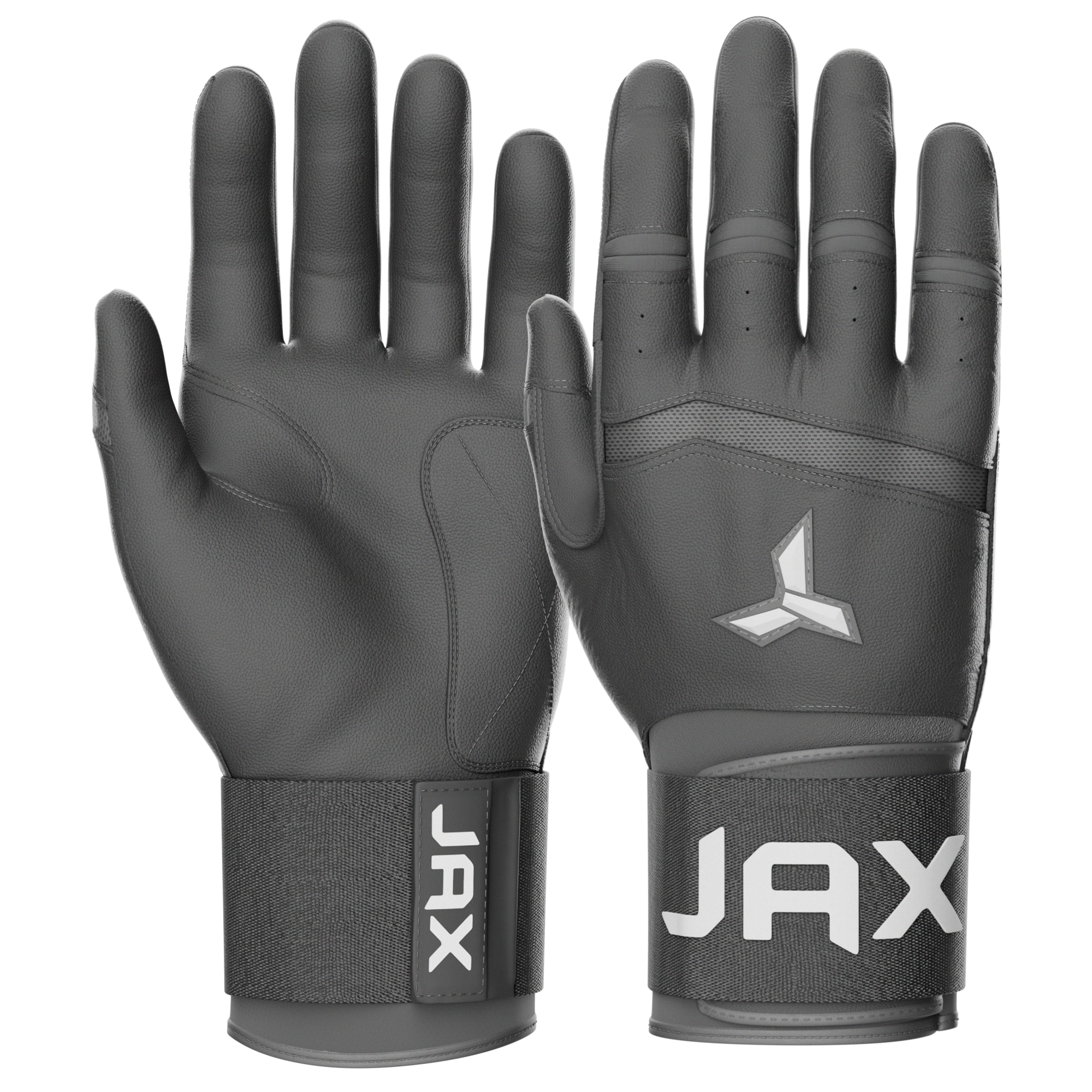Collection of Pair of gray gloves with JAX branding on a white background in a gallery layout