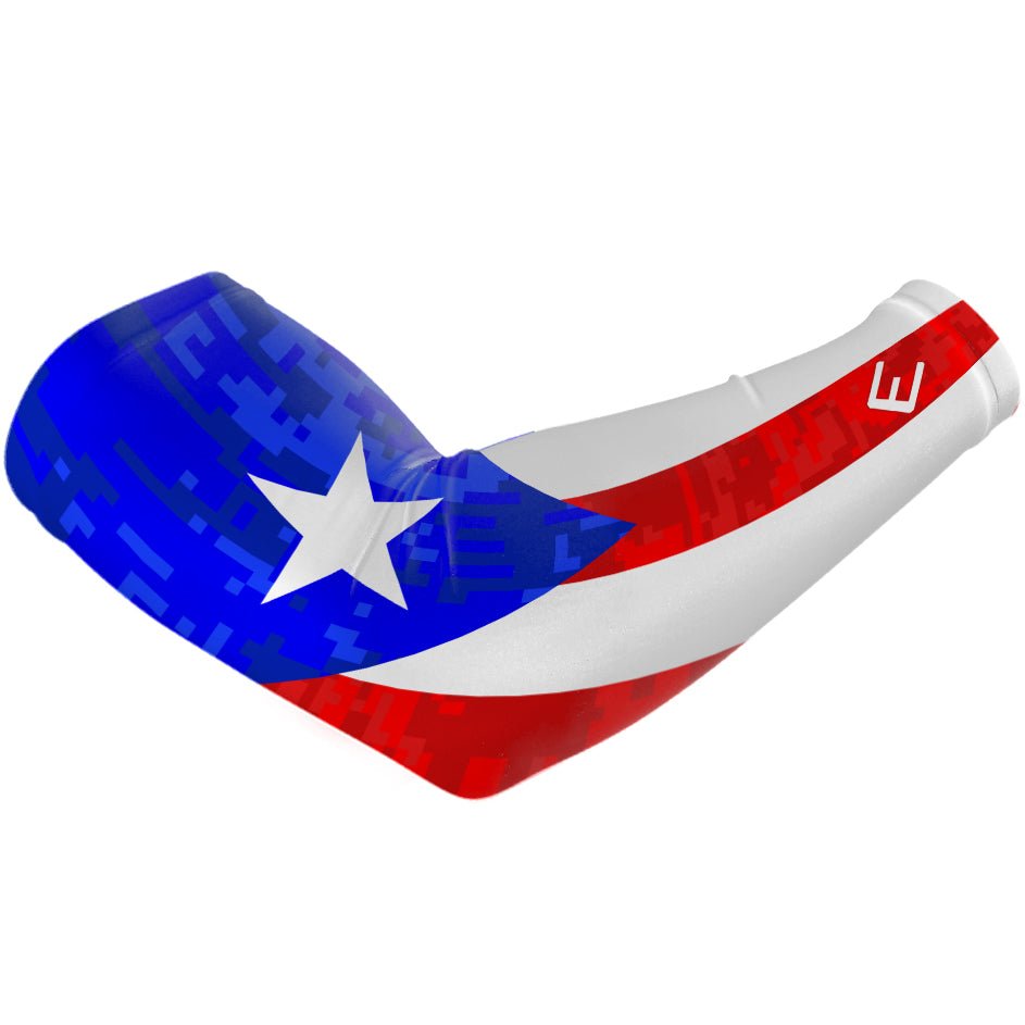 Collection of Puerto Rico Arm sleeve with blue, white, and red design on a white background in a gallery layout