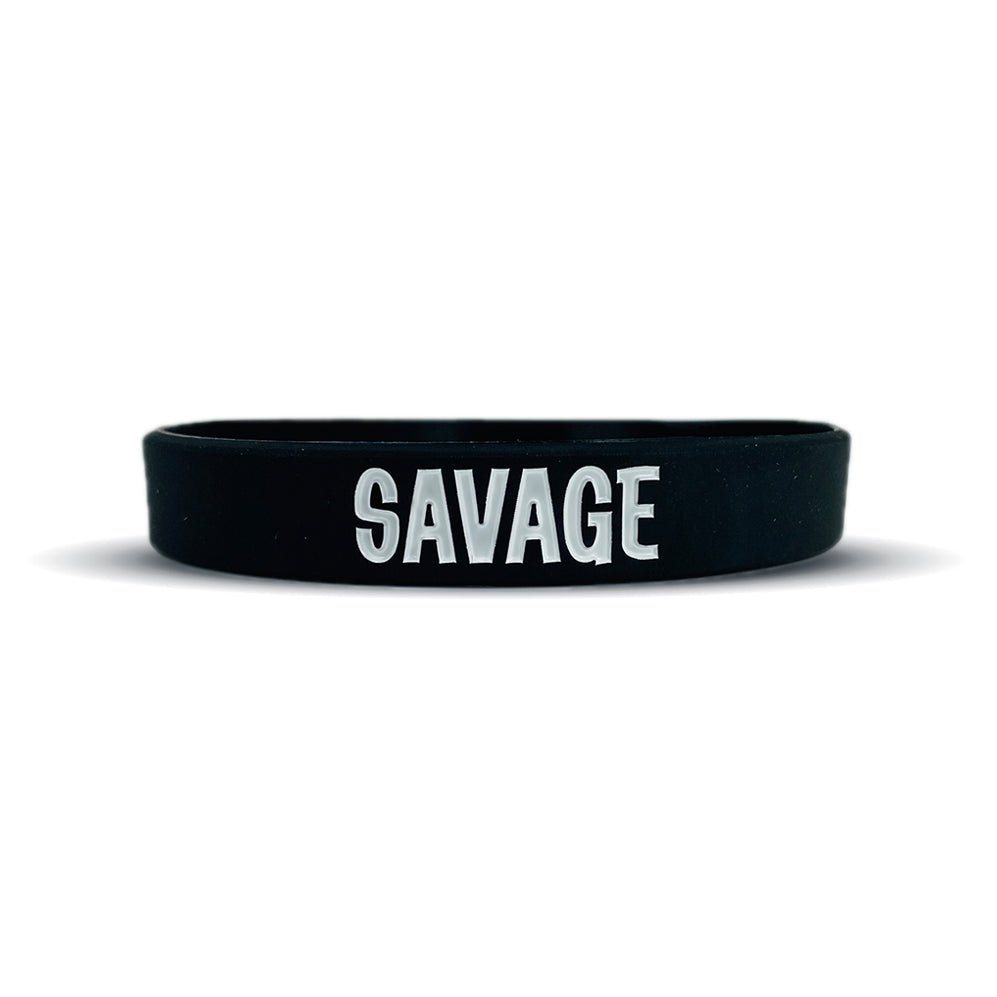Collection of Black wristband with 'SAVAGE' text on a white background in a gallery layout