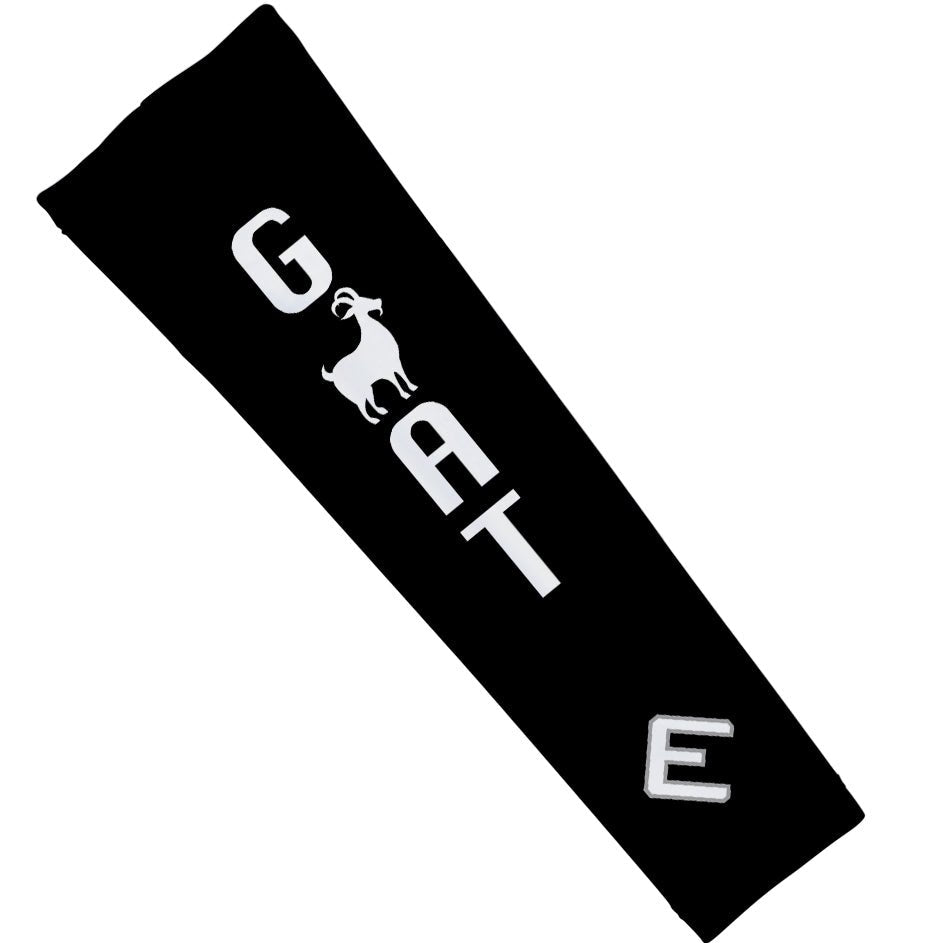 Black GOAT Arm Sleeve with white text and goat graphic on a white background
