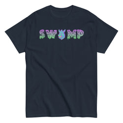 Collection of navy swamp donkey baseball t shirt in a gallery layout