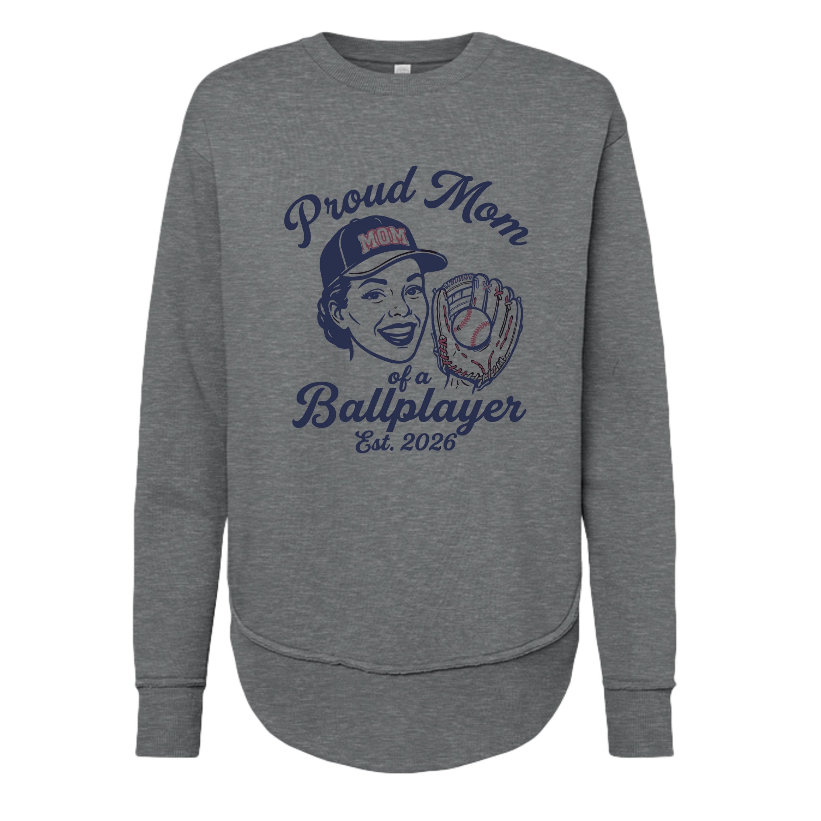 Collection of GRANITE HEATHER  baseball mom sweatshirt in a gallery layout