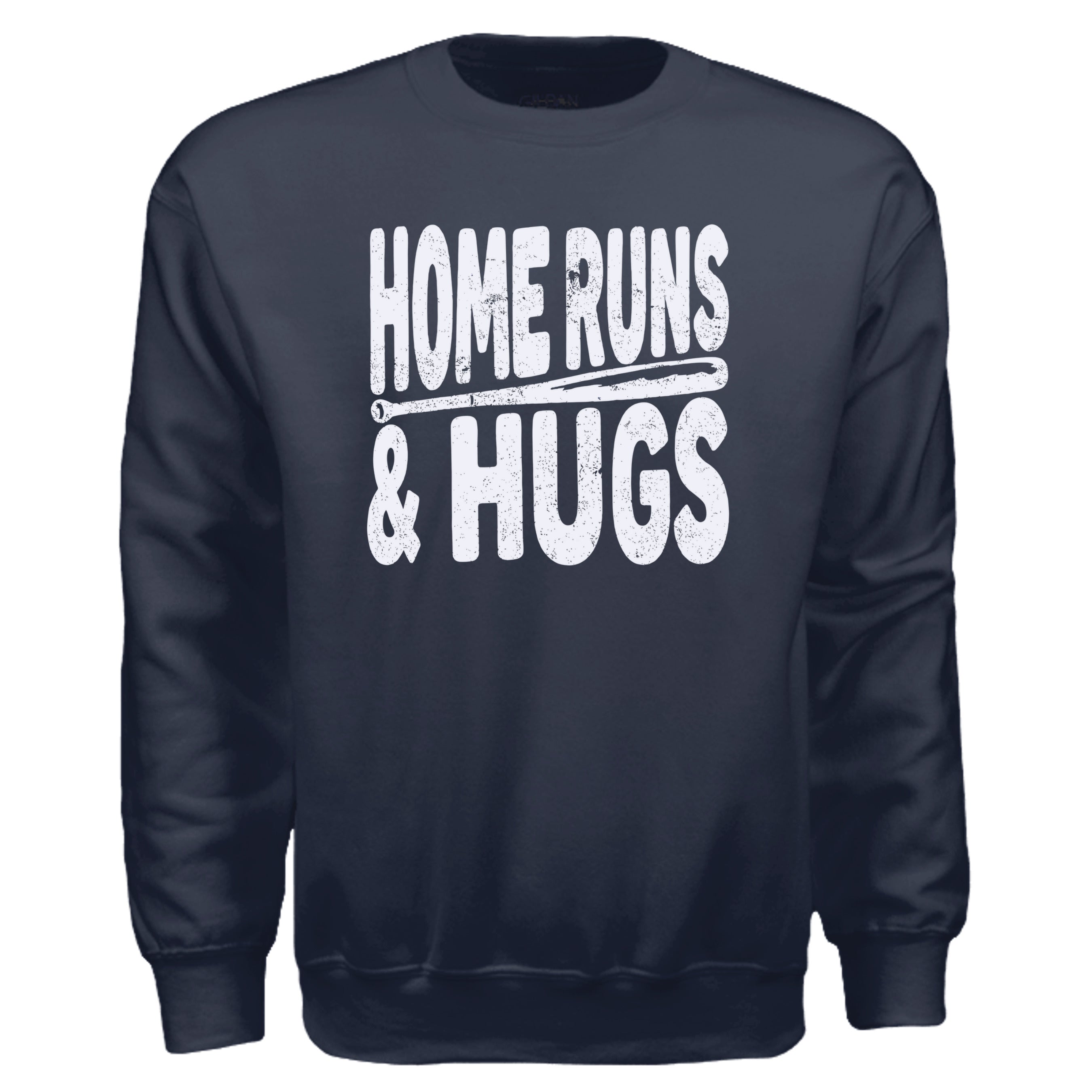Collection of NAVY home runs and hugs baseball mom sweatshirt  in a gallery layout