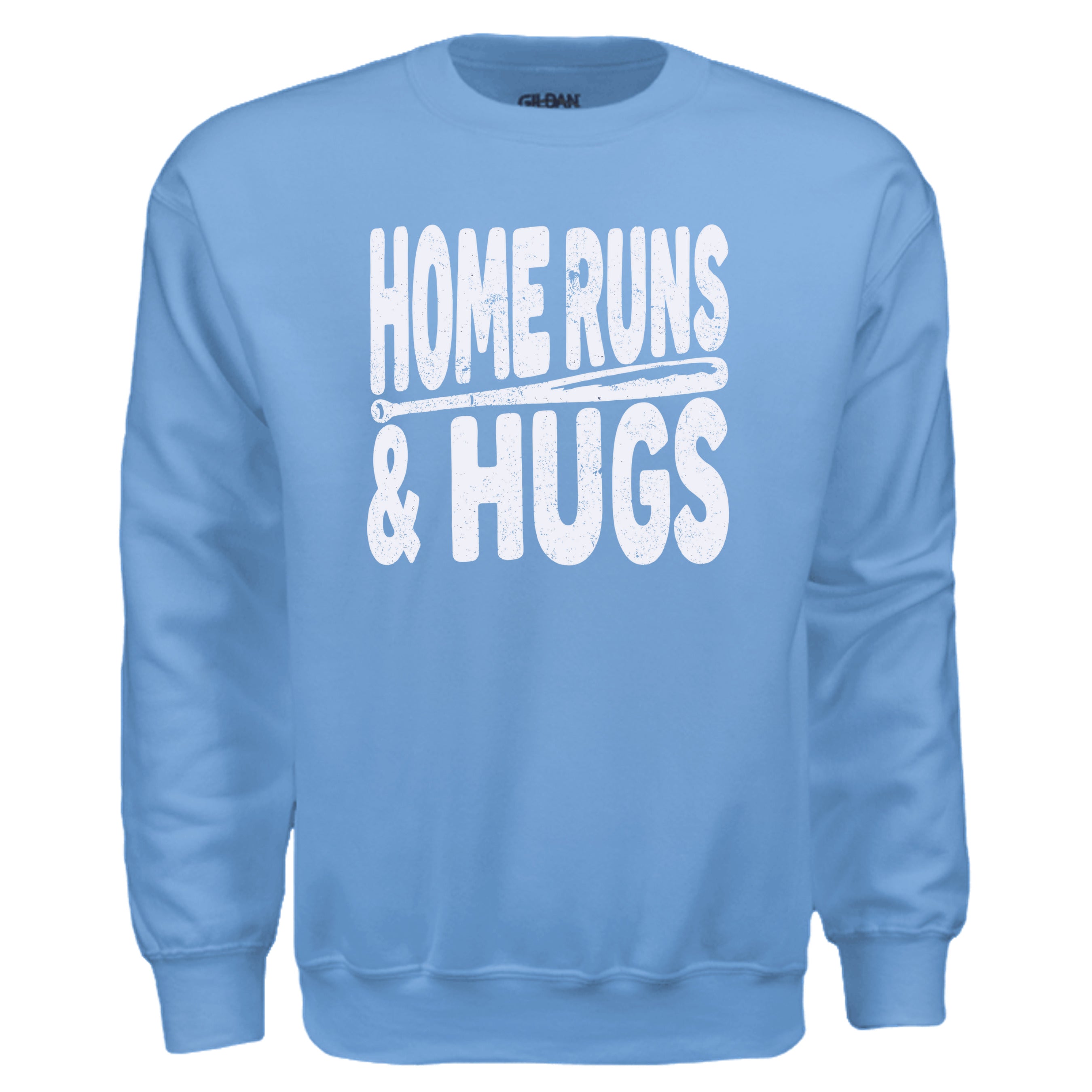 Collection of CAROLINA BLUE home runs and hugs baseball mom sweatshirt  in a gallery layout