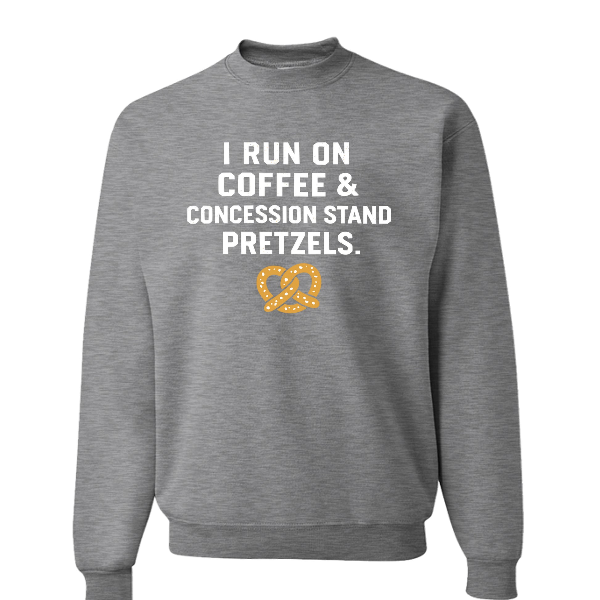 Athletic Heather Coffee and concession stand pretzels crewneck