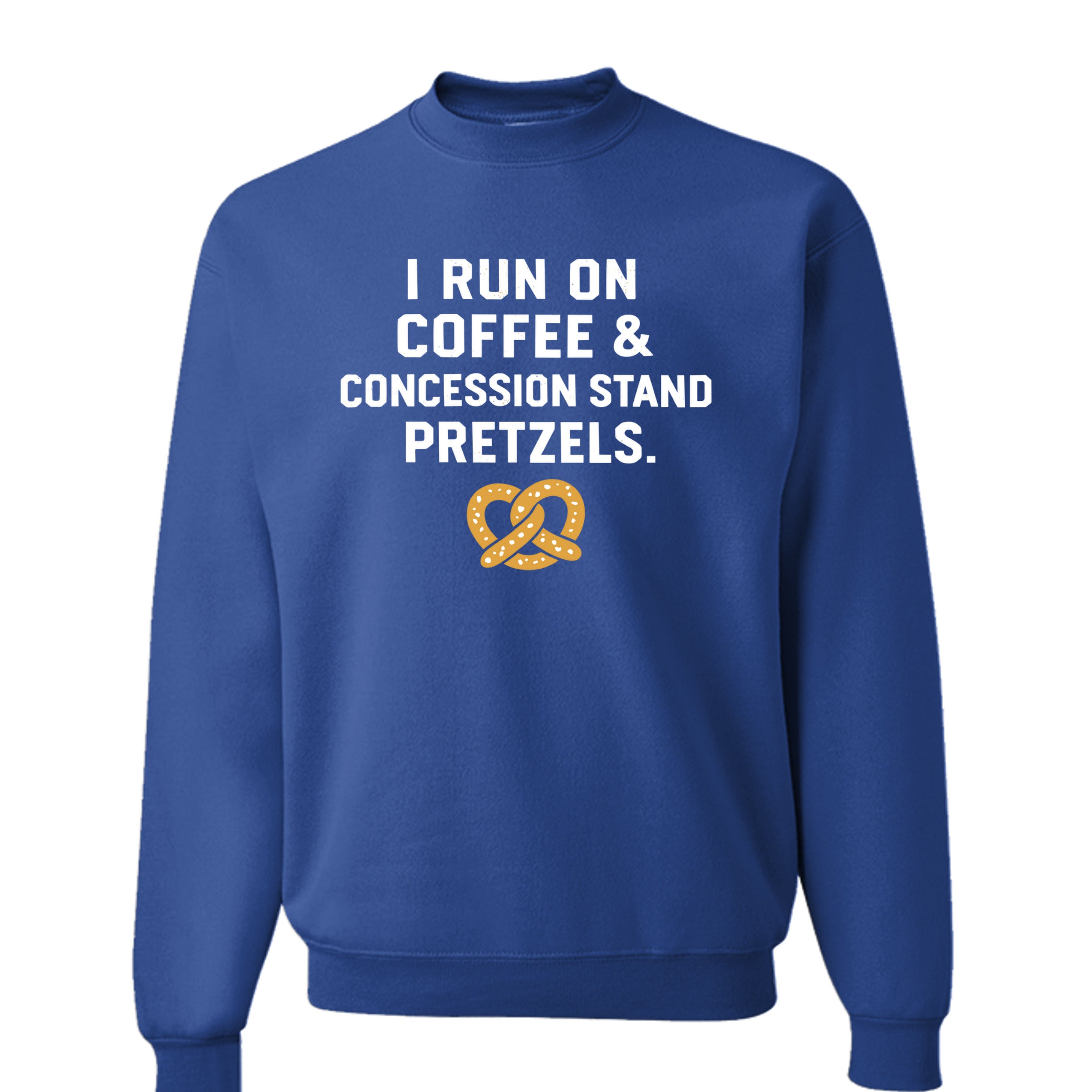 Collection of Royal - Coffee and concession stand pretzels crewneck in a gallery layout