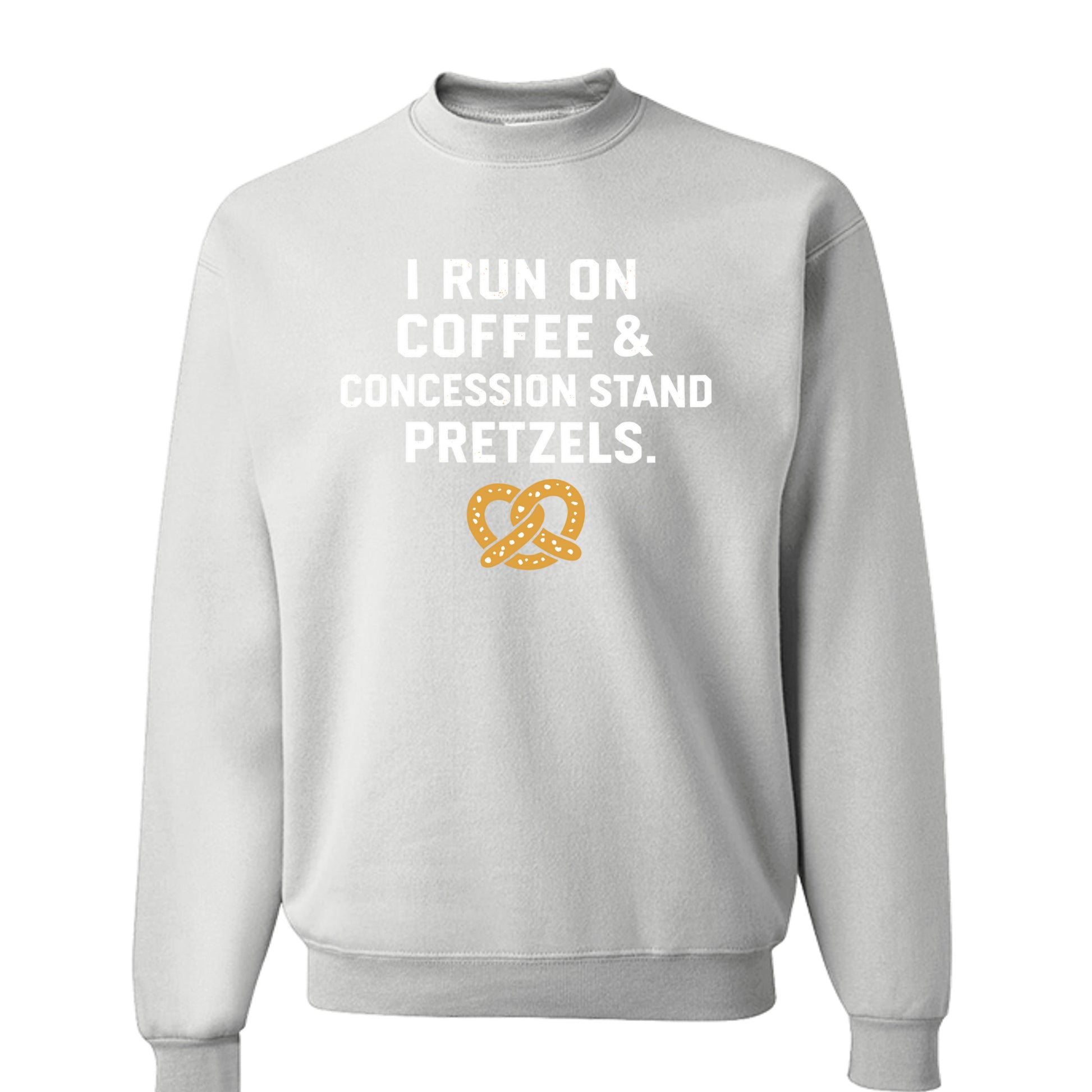 White - Coffee and concession stand pretzels crewneck