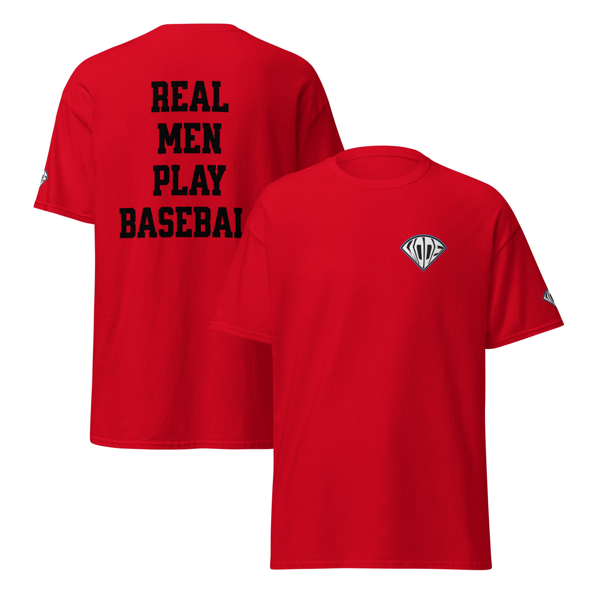 Collection of Real Men Play Baseball T-Shirt in a gallery layout