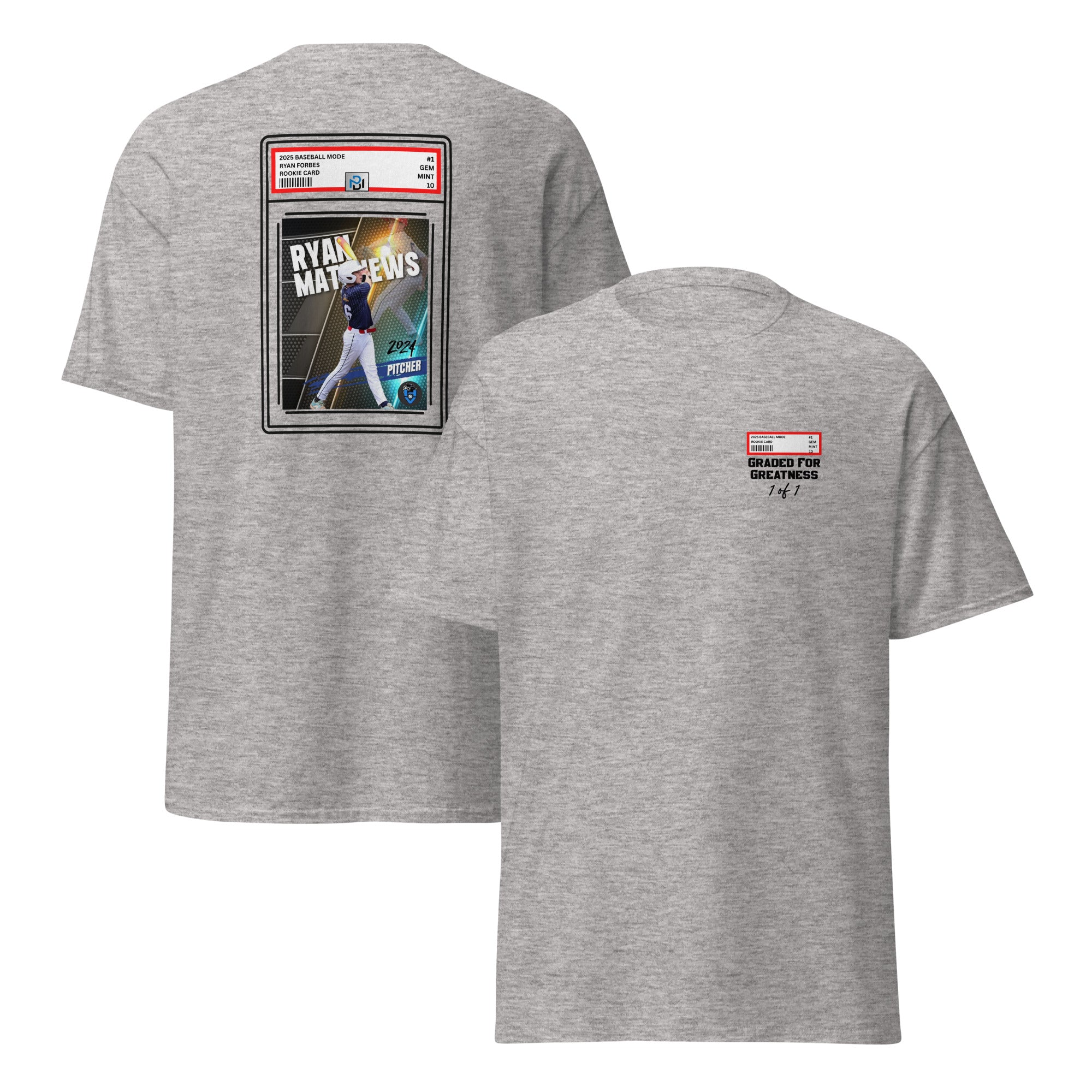 Collection of Graded for Greatness Custom Baseball Card T-Shirt in a gallery layout