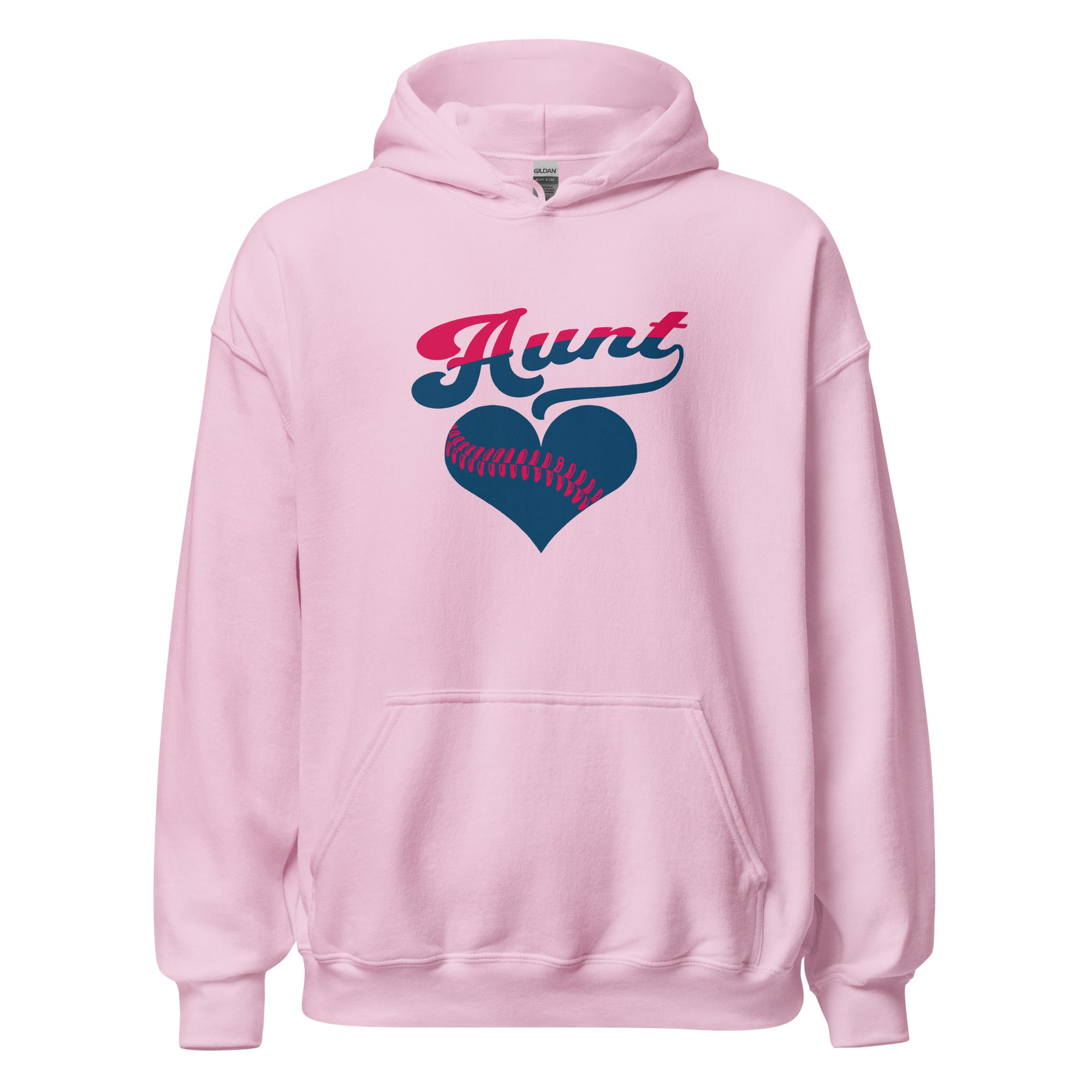 Collection of Pink hoodie with 'Aunt' and heart design on a white background in a gallery layout
