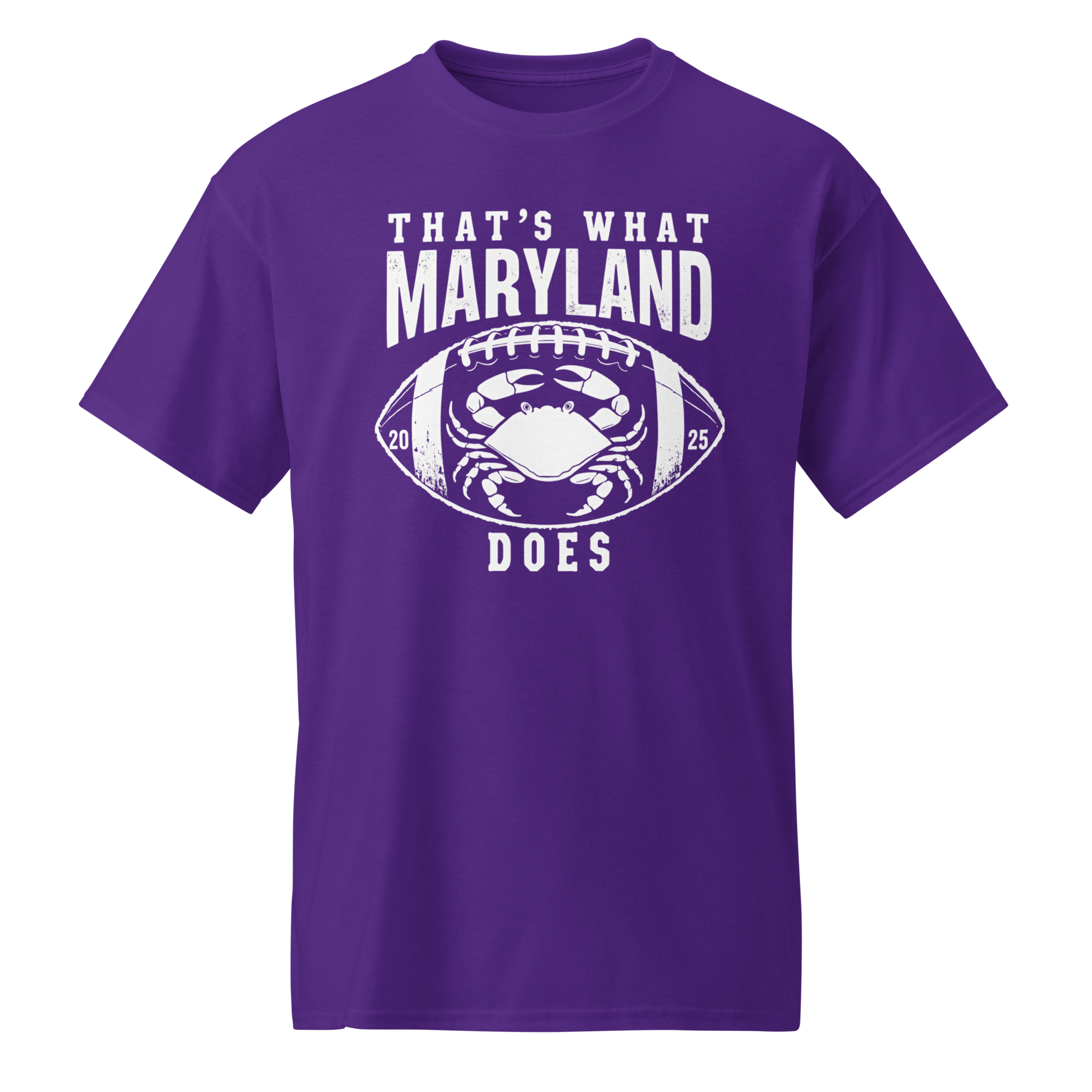 Crab Cakes and Football That's what maryland does purple t shirt